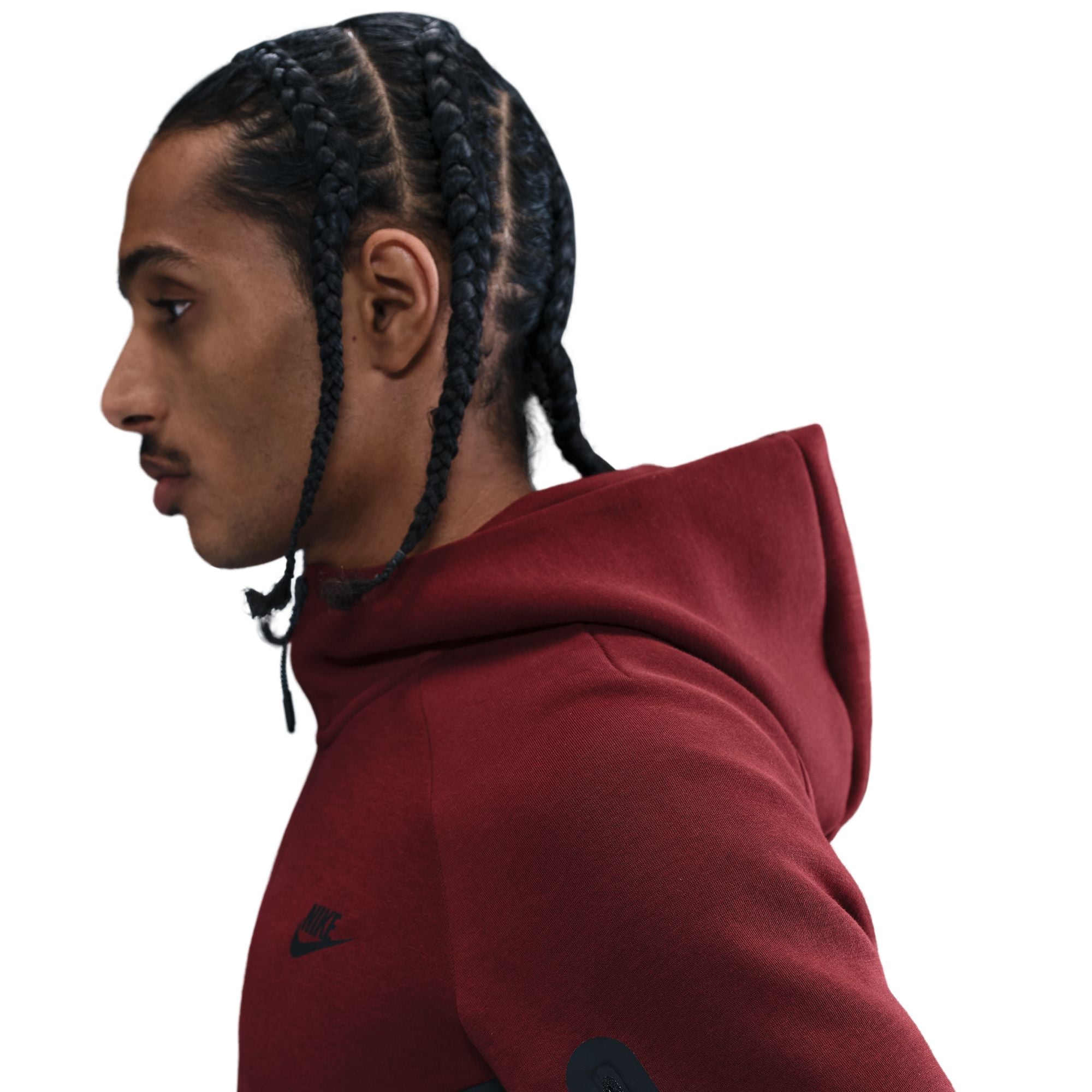 Men's Nike Tech Fleece Windrunner Full-Zip Jacket - Dark Team Red/Burgundy Crush-Black