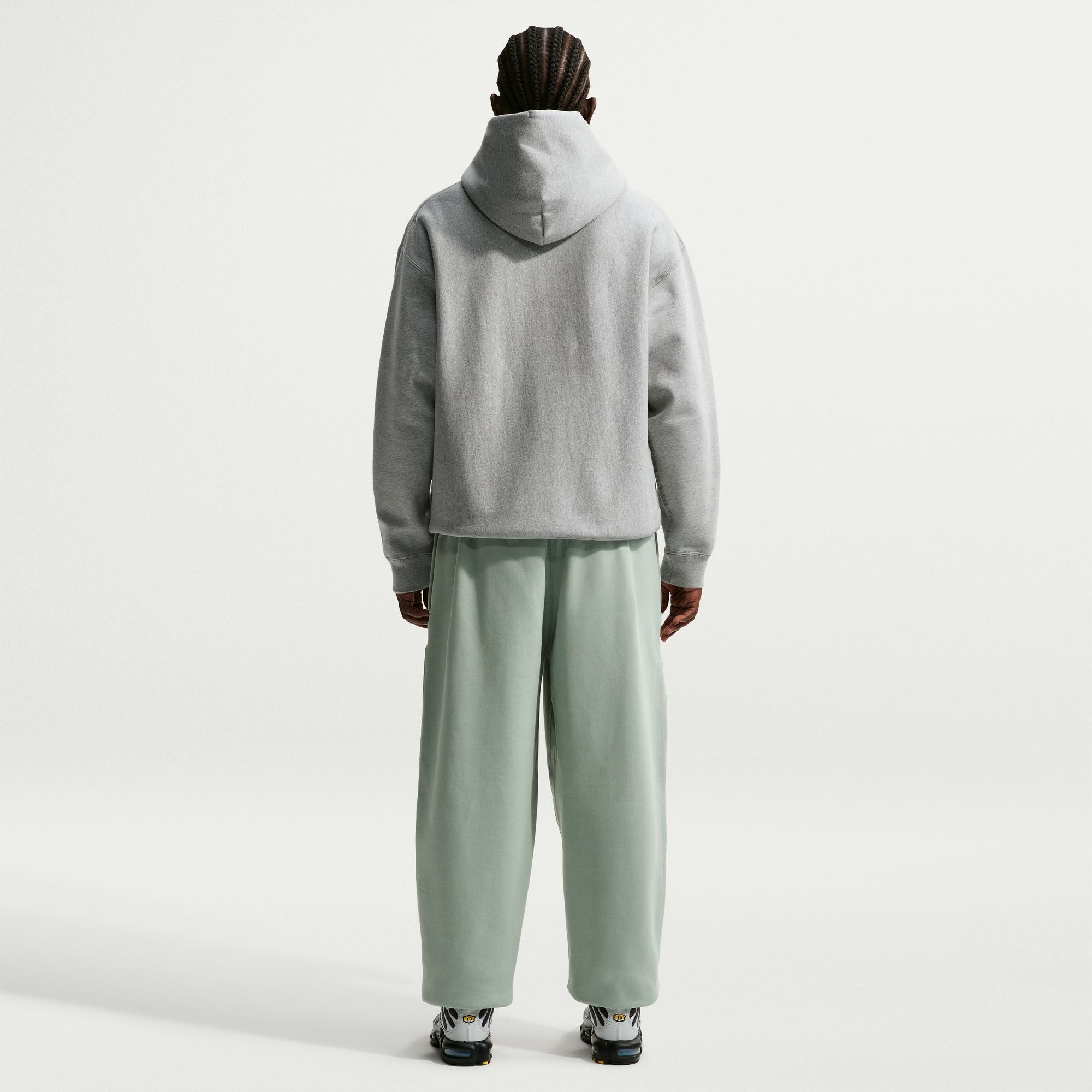 Men's Nike Solo Swoosh Pullover Hoodie - Dark Grey Heather/Light Smoke Grey/White