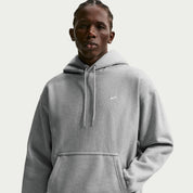 Men's Nike Solo Swoosh Pullover Hoodie - Dark Grey Heather/Light Smoke Grey/White