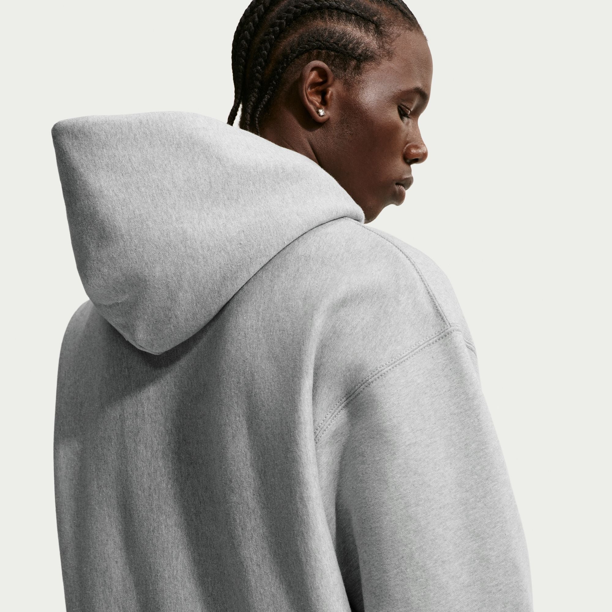 Men's Nike Solo Swoosh Pullover Hoodie - Dark Grey Heather/Light Smoke Grey/White