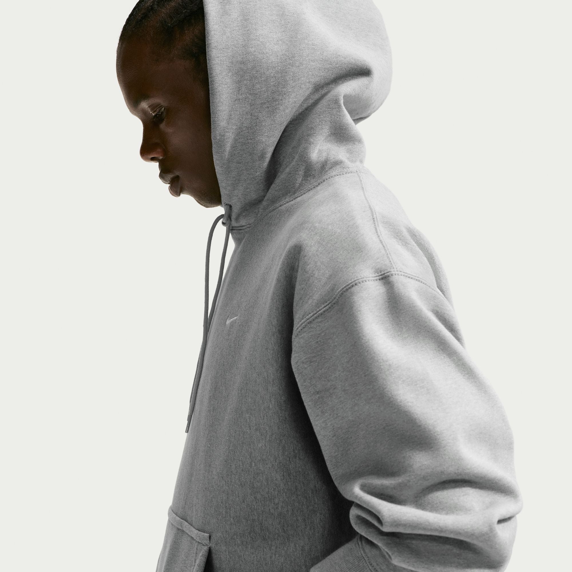 Men's Nike Solo Swoosh Pullover Hoodie - Dark Grey Heather/Light Smoke Grey/White