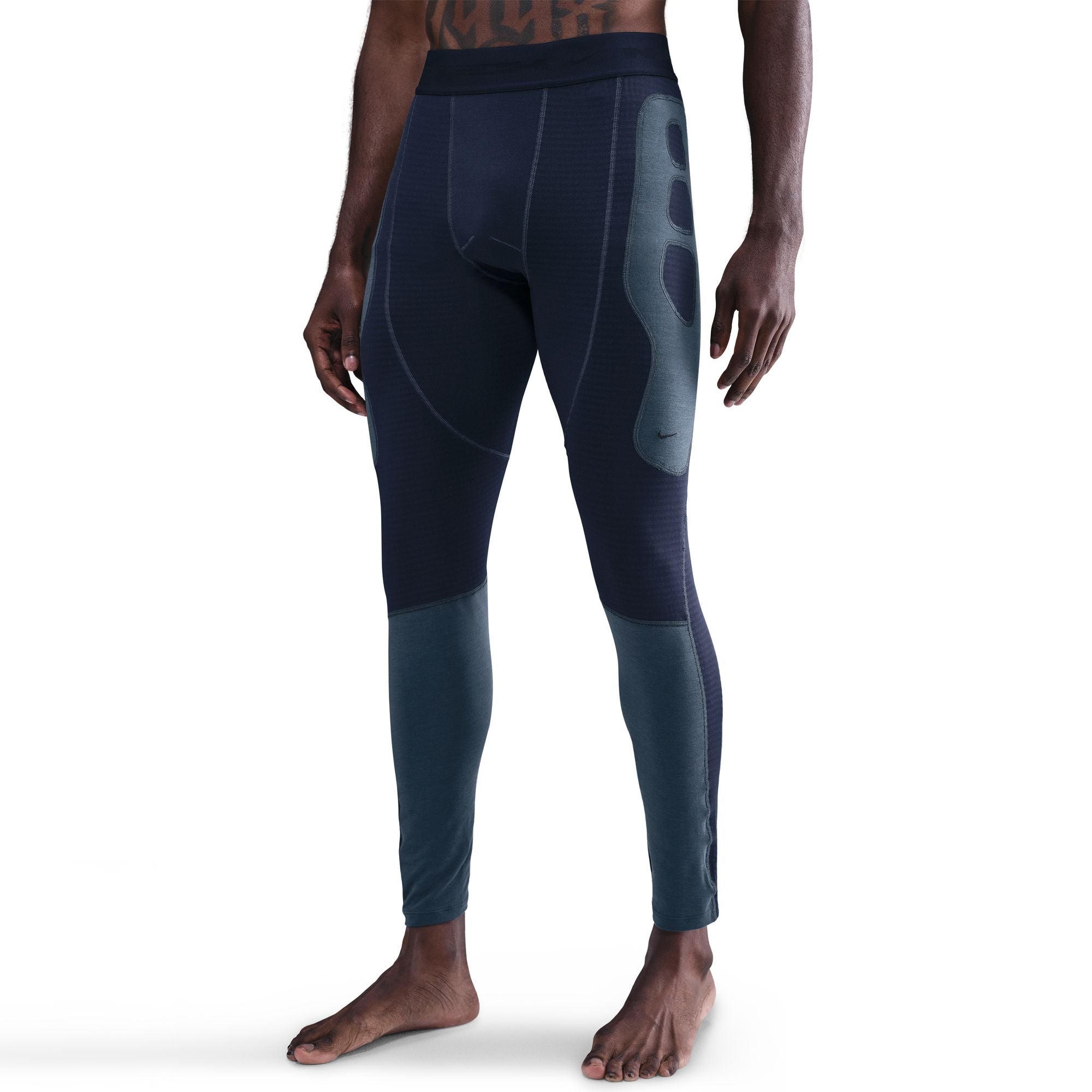Men's Nike Tech Therma-FIT Base Layer Tights - Obsidian/Thunder Blue//Black