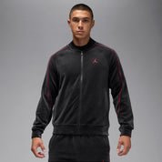 Men's Jordan Brooklyn Velour Track Jacket - Black/Gym Red