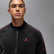 Men's Jordan Brooklyn Velour Track Jacket - Black/Gym Red