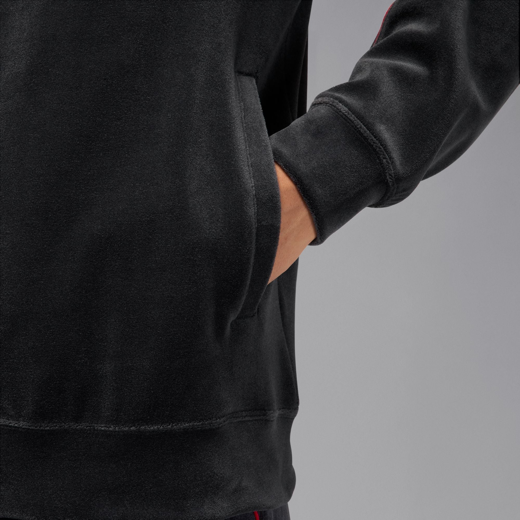 Men's Jordan Brooklyn Velour Track Jacket - Black/Gym Red