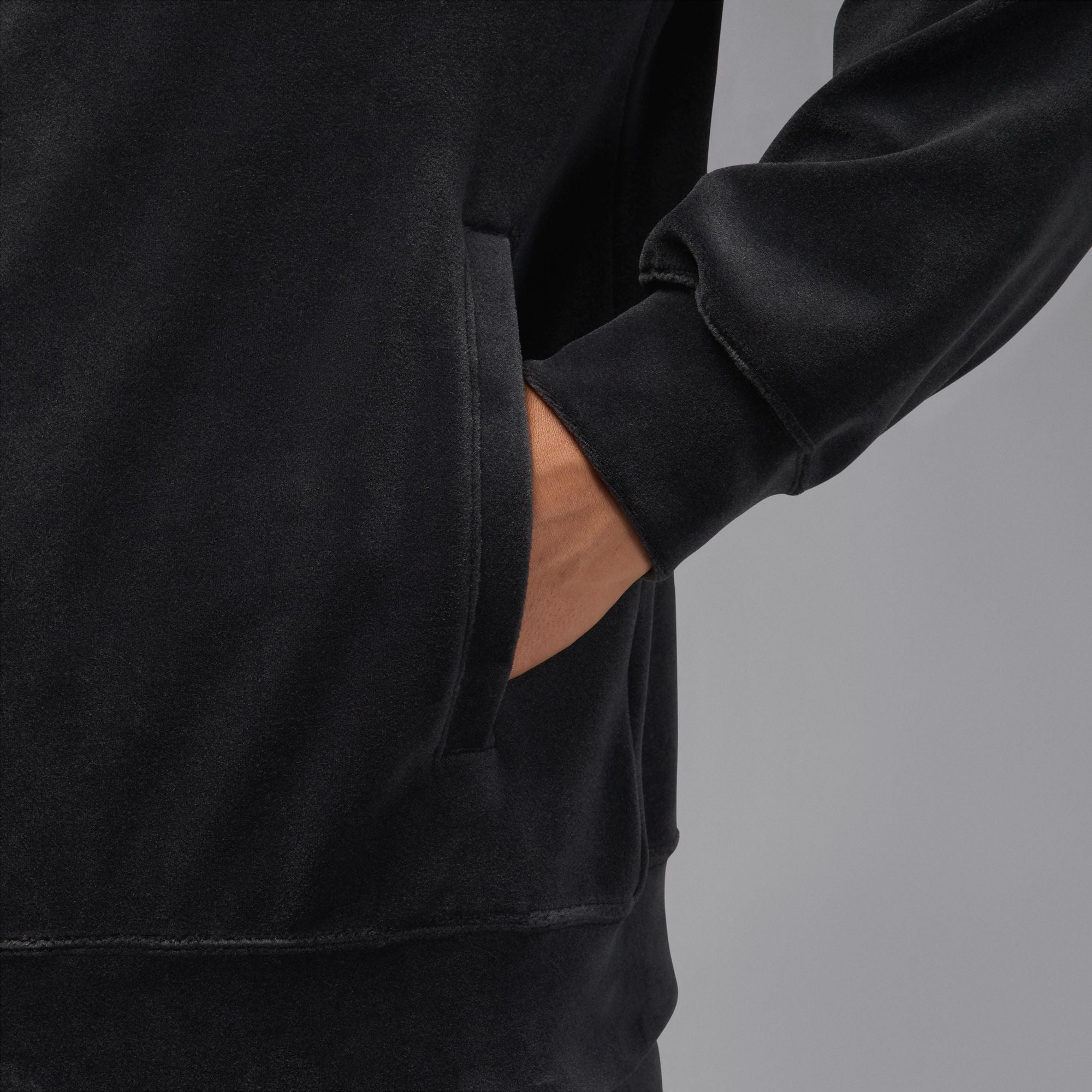Men's Jordan Brooklyn Velour Track Jacket - Black/Blue Chill