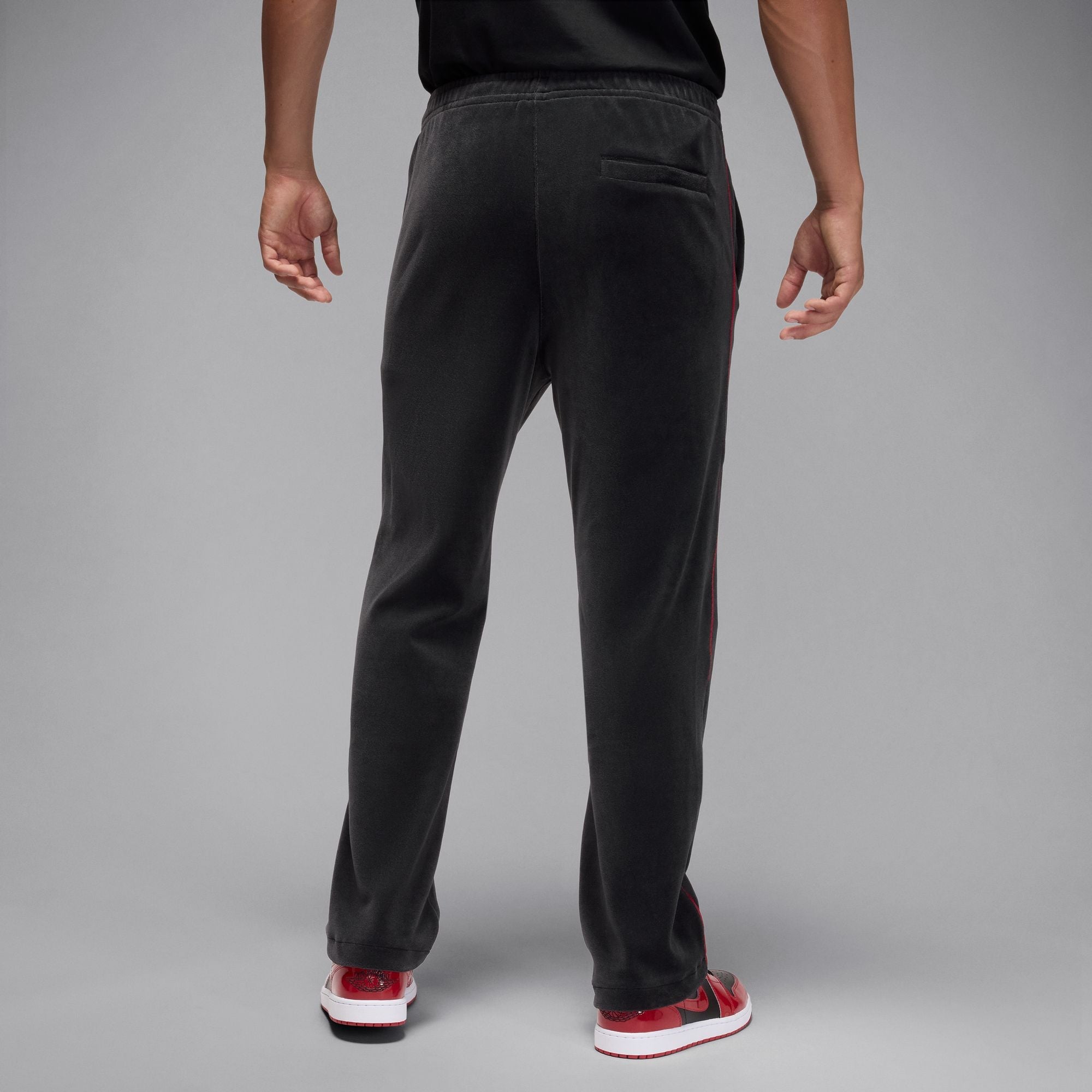 Men's Jordan Brooklyn Velour Track Pants - Black/Gym Red