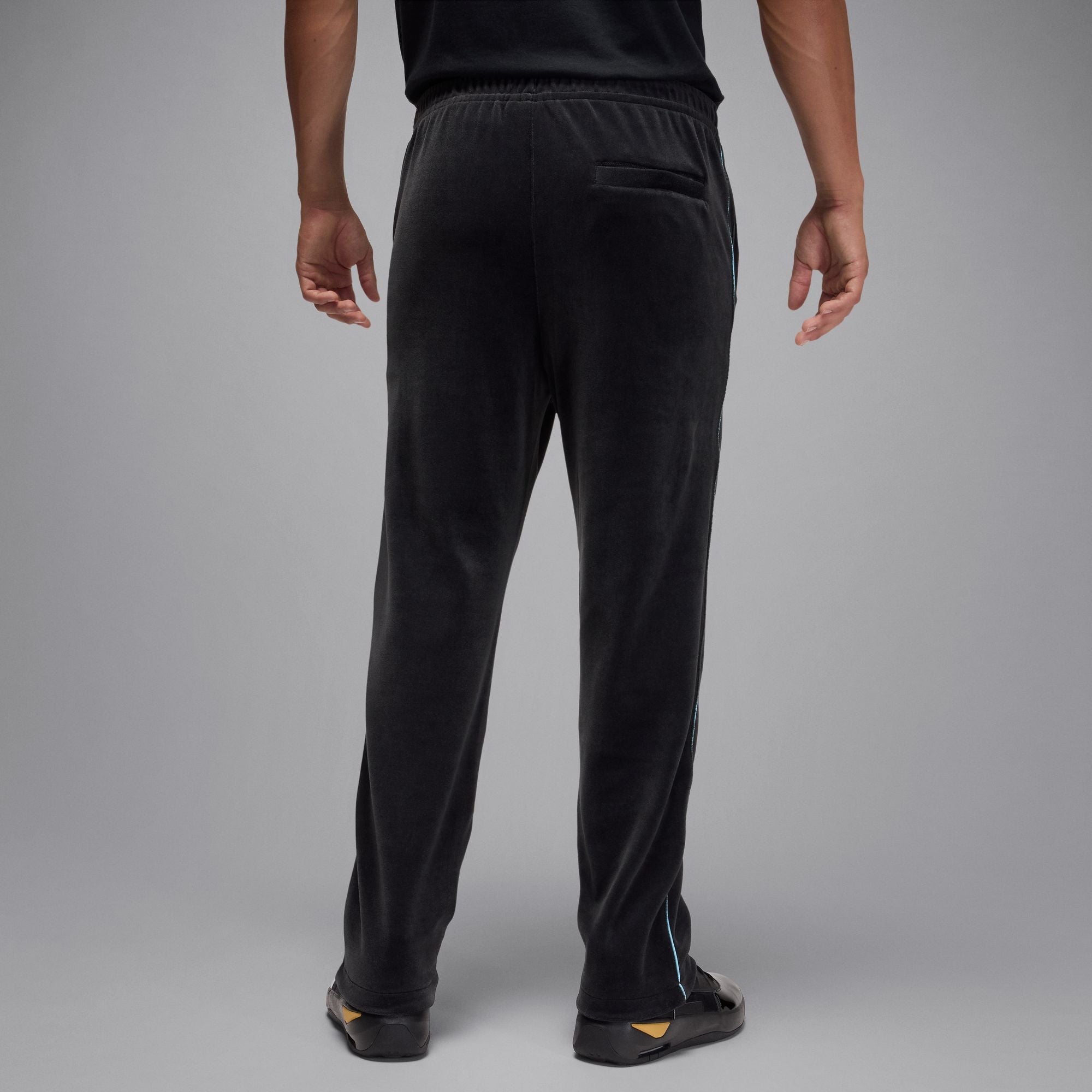 Men's Jordan Brooklyn Velour Track Pants - Black/Blue Chill