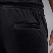 Men's Jordan Brooklyn Velour Track Pants - Black/Blue Chill