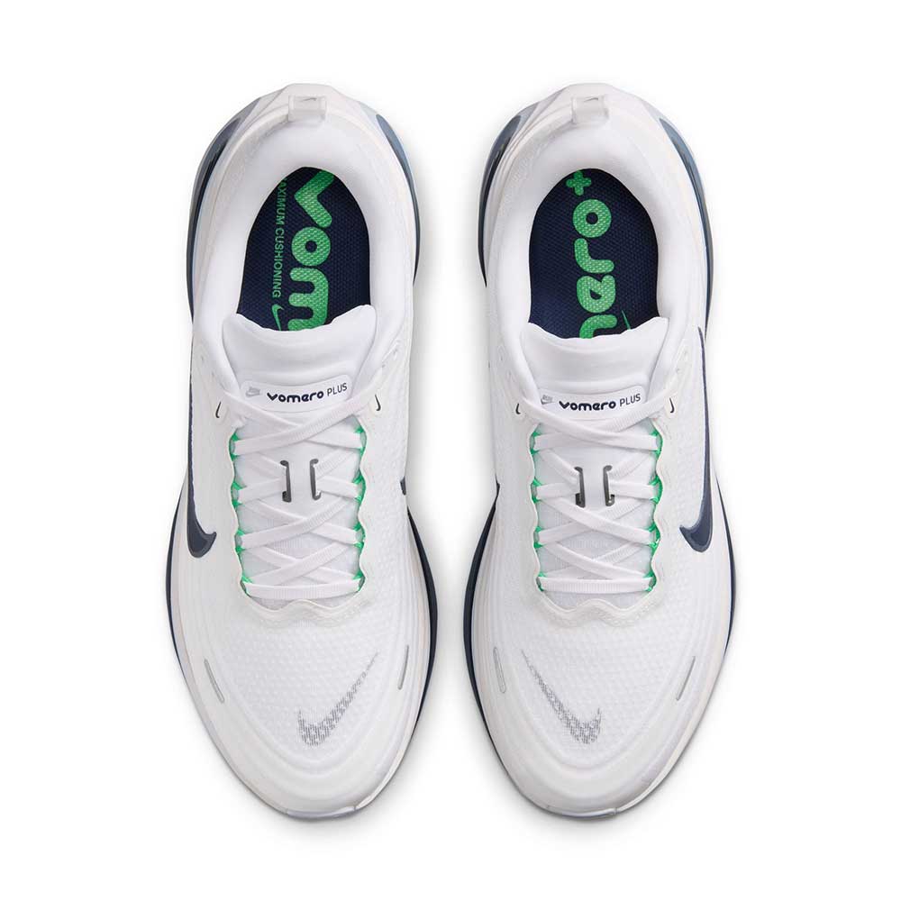 Men's Nike Vomero Plus Running Shoe - White/Midnight Navy/Green Spark Regular (D)