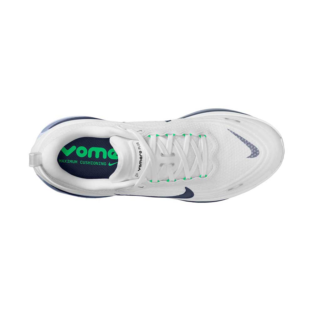 Men's Nike Vomero Plus Running Shoe - White/Midnight Navy/Green Spark Regular (D)