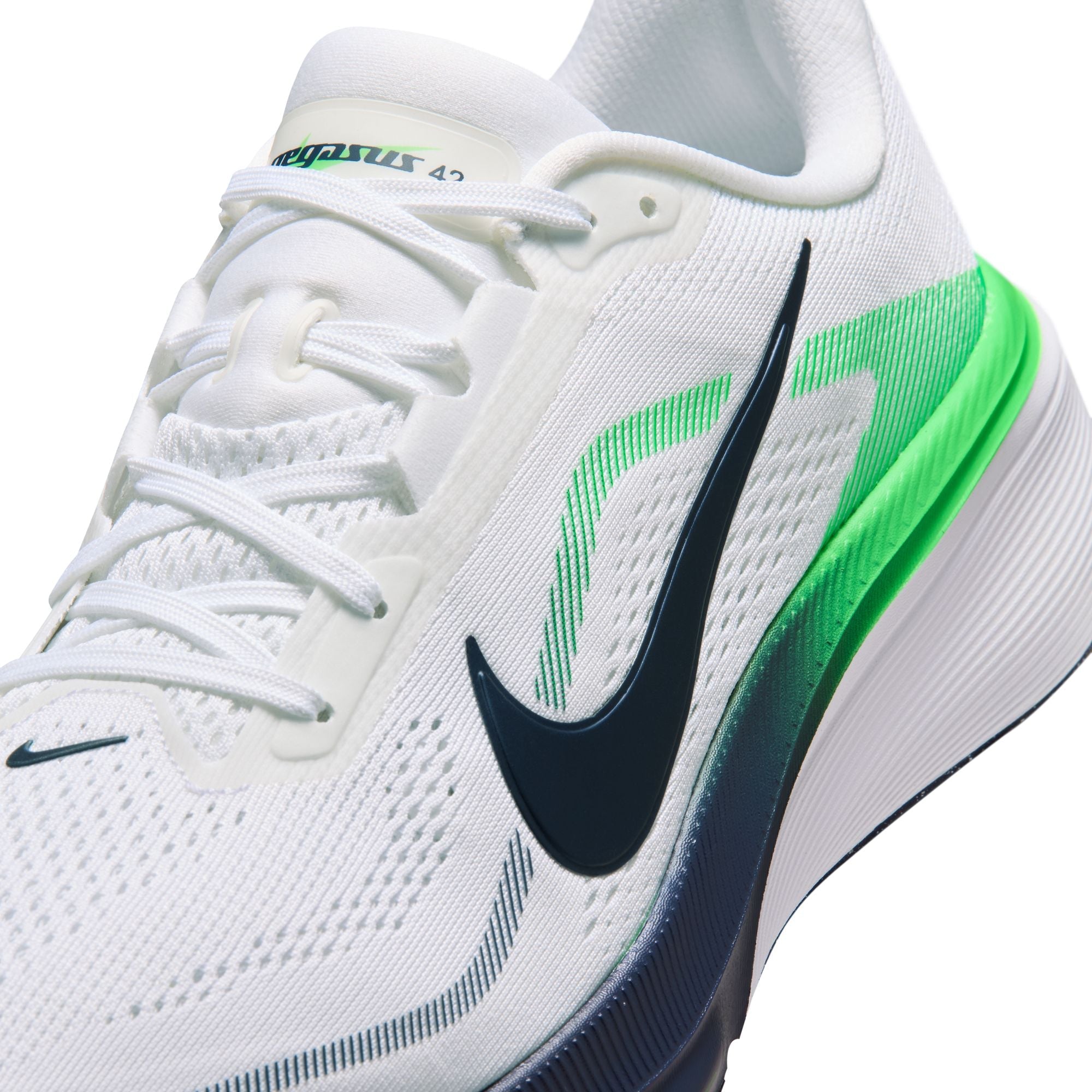 Men's Pegasus 42 (107 - White/Midnight Navy-Green Spark)