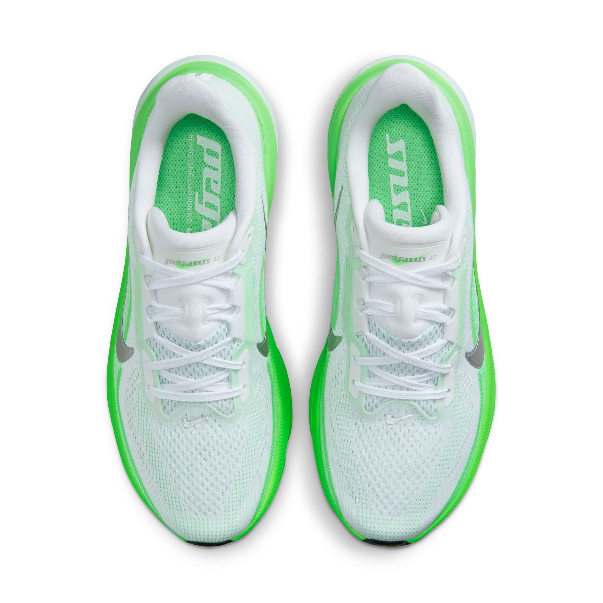 Women's Pegasus 42 (101 - White/Metallic Silver-Green Strike)