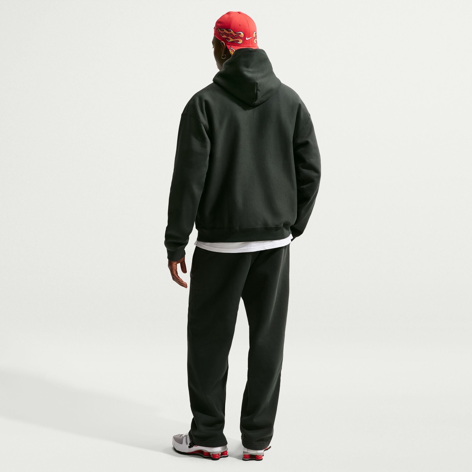 Men's Nike Solo Swoosh Fleece Pullover Hoodie - Black Spruce/White