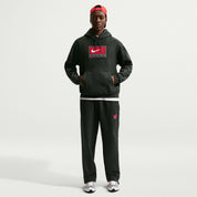 Men's Nike Solo Swoosh Fleece Pullover Hoodie - Black Spruce/White