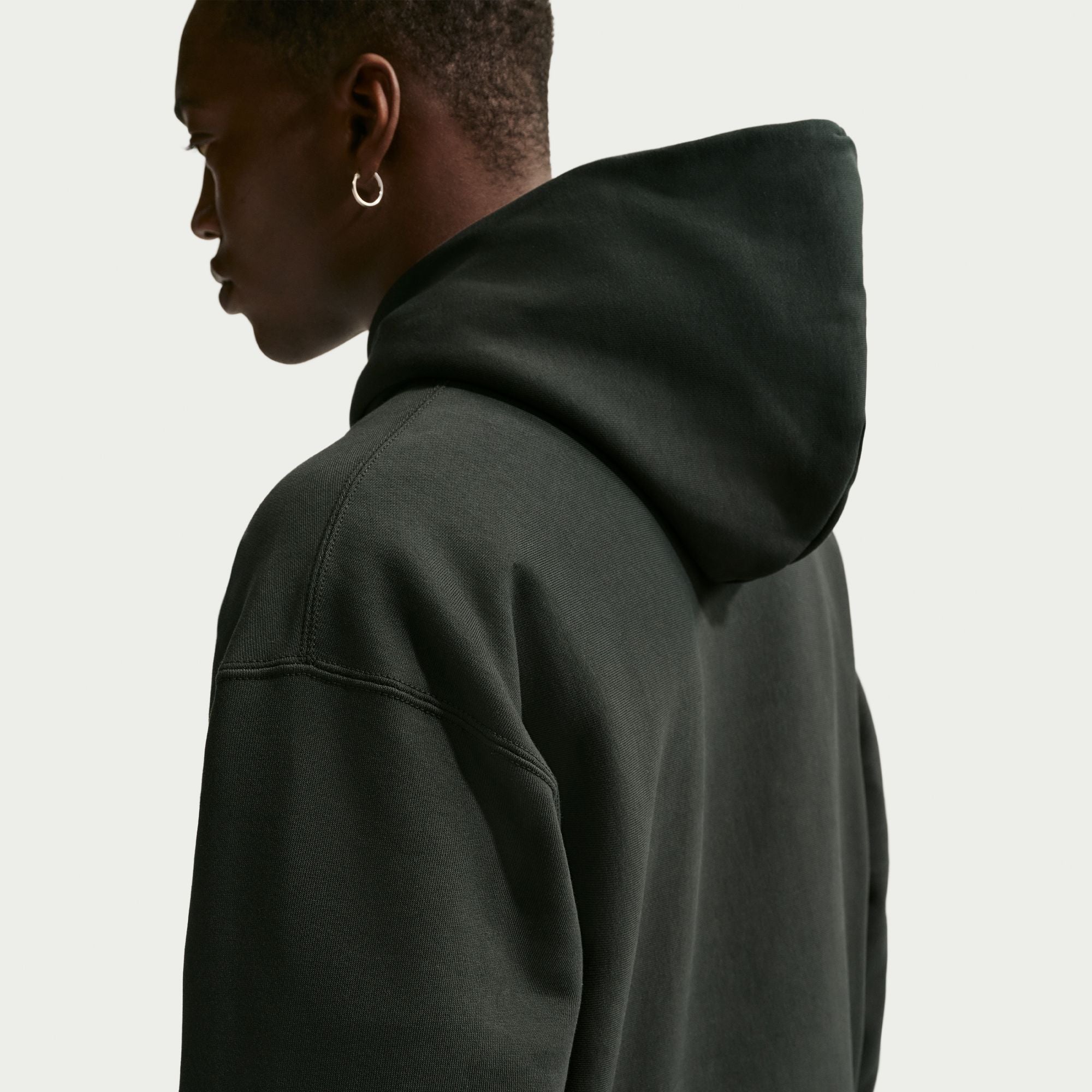 Men's Nike Solo Swoosh Fleece Pullover Hoodie - Black Spruce/White