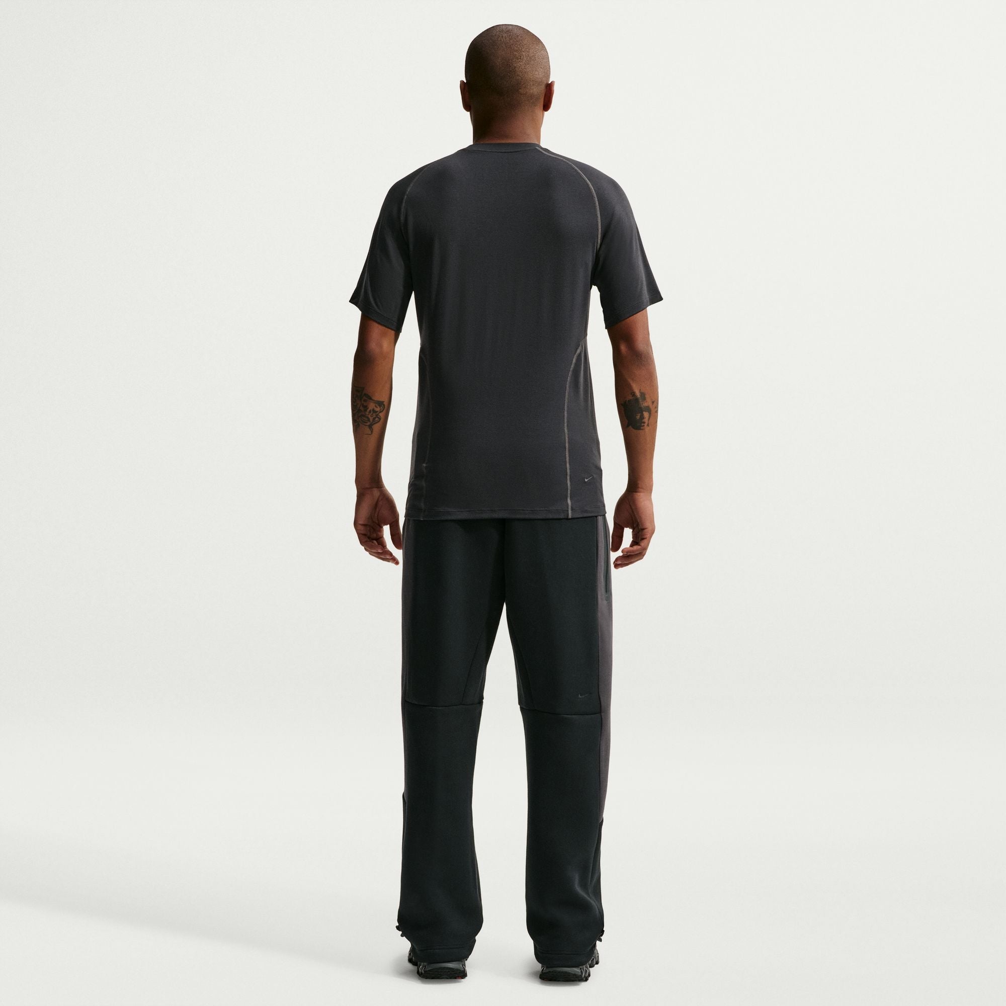 Men's Nike Tech Color-Block Open-Hem Fleece Pants - Black/Anthracite/Black