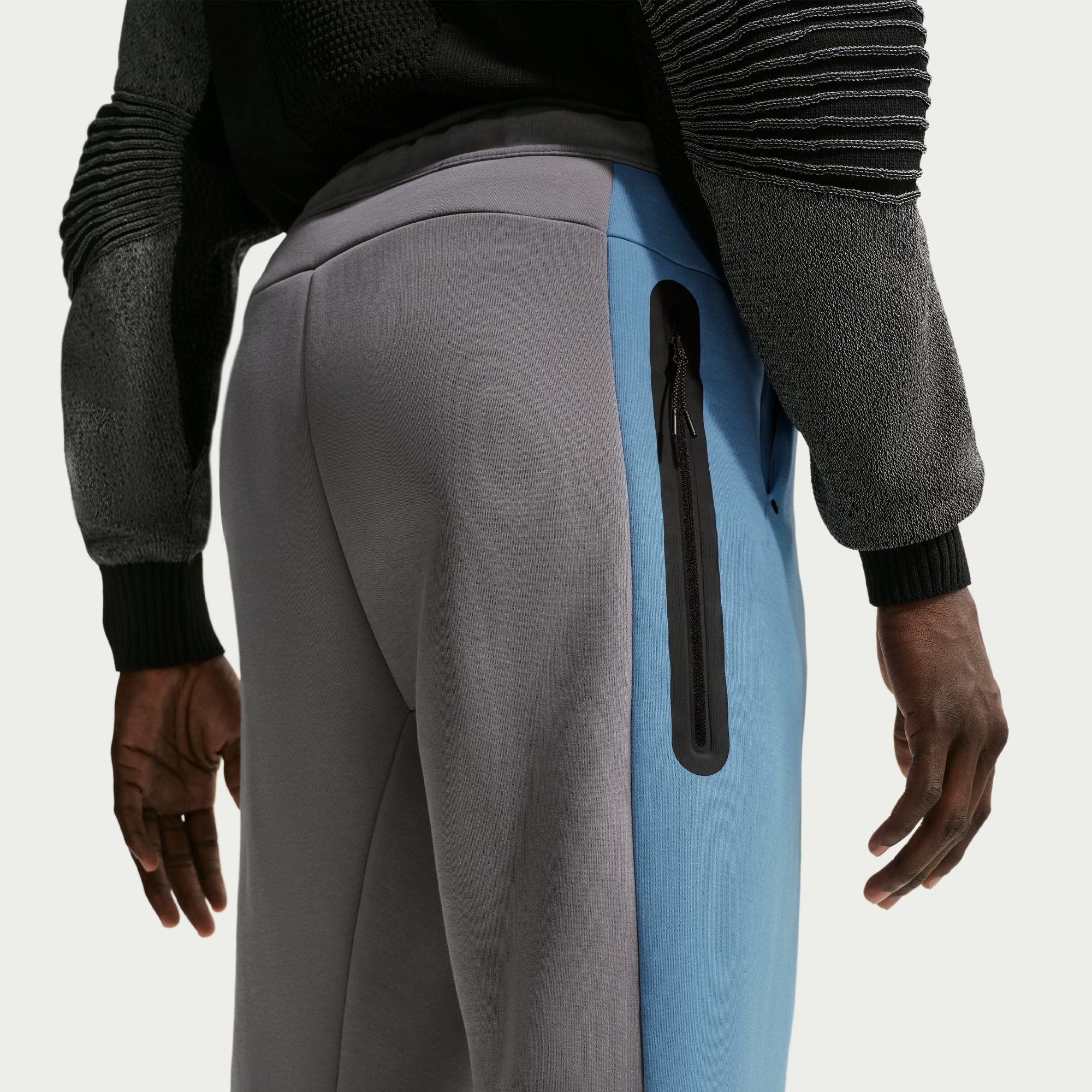 Men's Nike Tech Color-Block Open-Hem Fleece Pants - Pencil Point/Work Blue/Black/Black