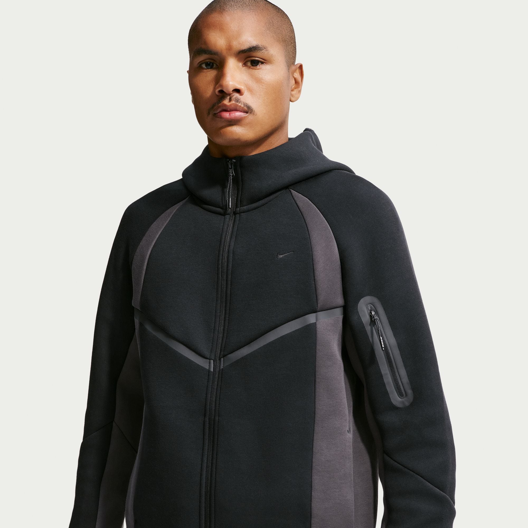 Men's Nike Tech Color-Block Full-Zip Fleece Windrunner Jacket - Black/Anthracite/Black