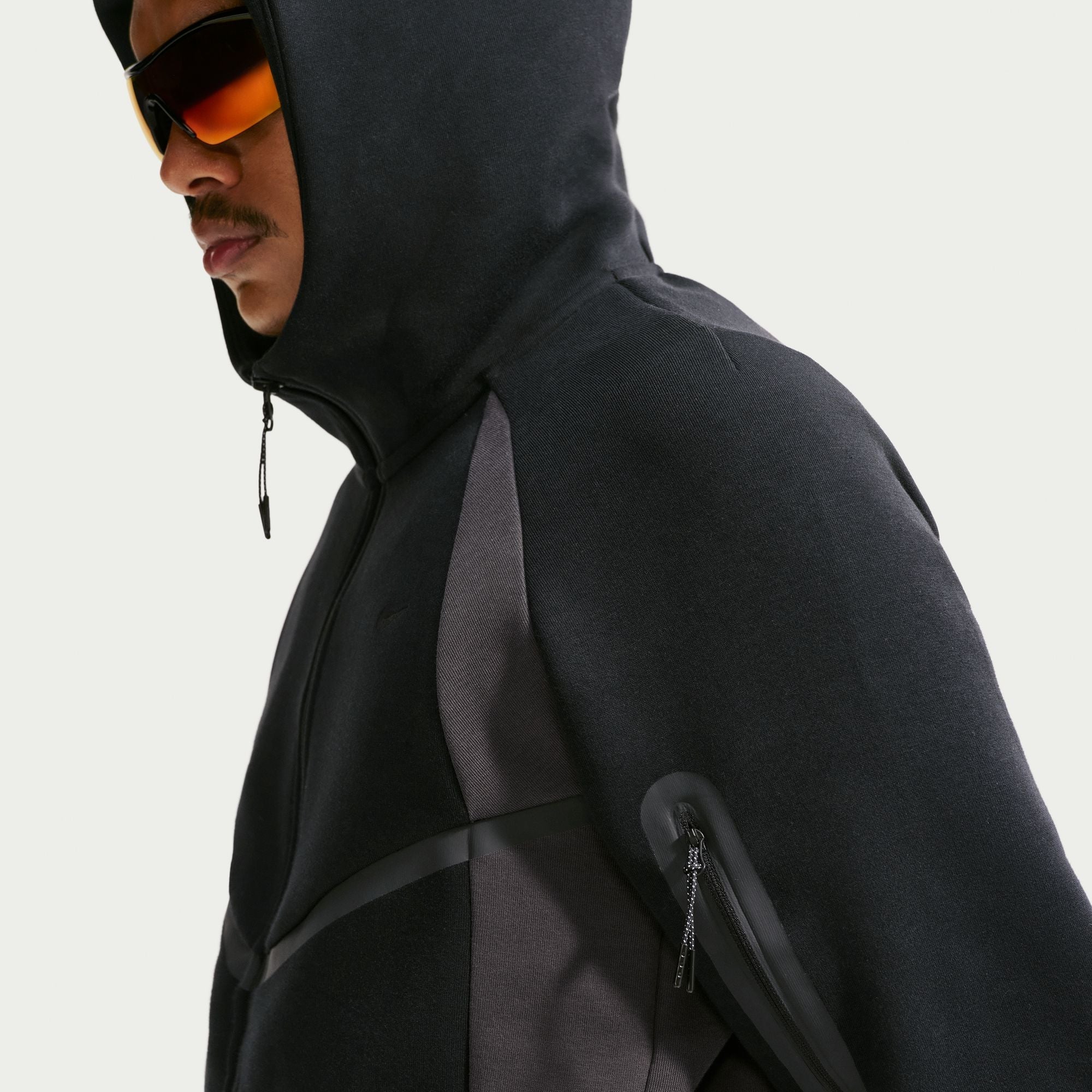 Men's Nike Tech Color-Block Full-Zip Fleece Windrunner Jacket - Black/Anthracite/Black