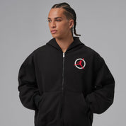 Men's Jordan Flight Club Fleece Full-Zip Knit Hoodie - Black
