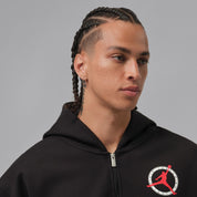 Men's Jordan Flight Club Fleece Full-Zip Knit Hoodie - Black