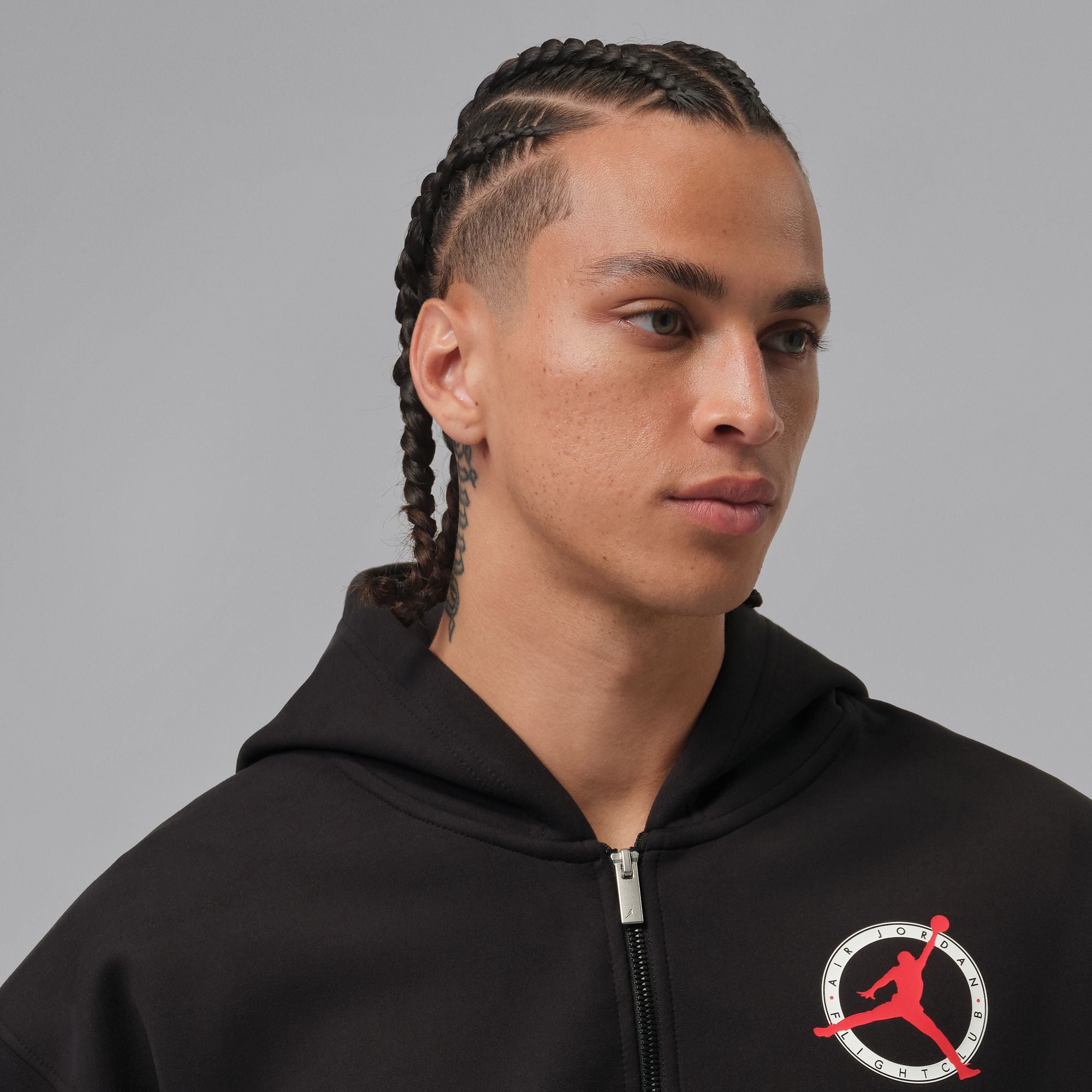 Men's Jordan Flight Club Fleece Full-Zip Knit Hoodie - Black