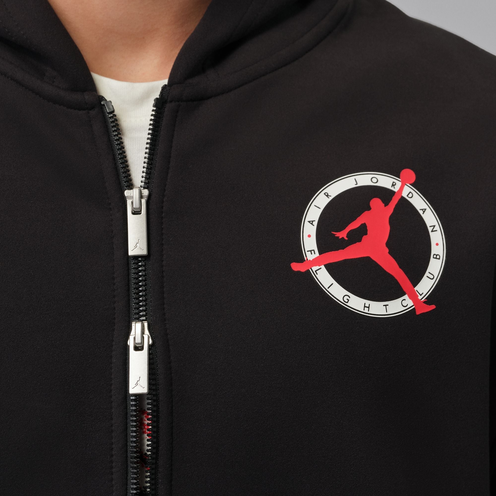 Men's Jordan Flight Club Fleece Full-Zip Knit Hoodie - Black