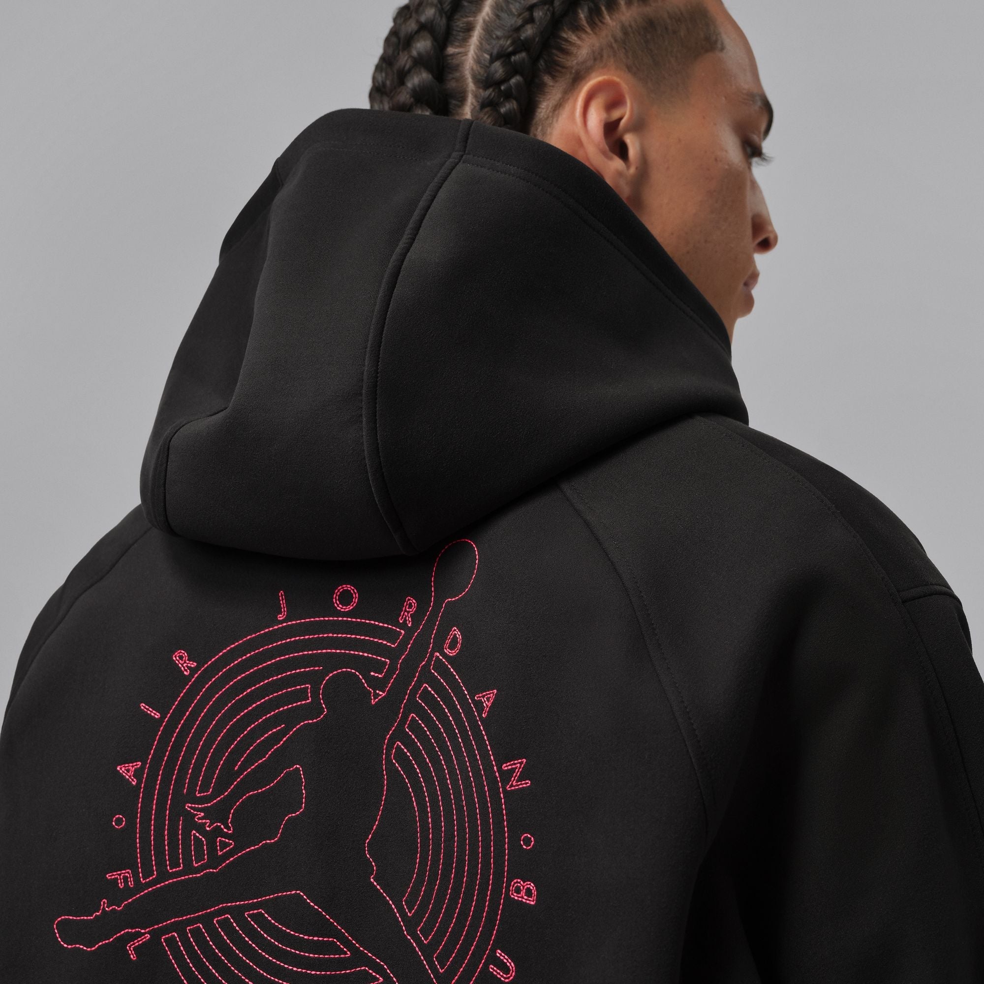 Men's Jordan Flight Club Fleece Full-Zip Knit Hoodie - Black