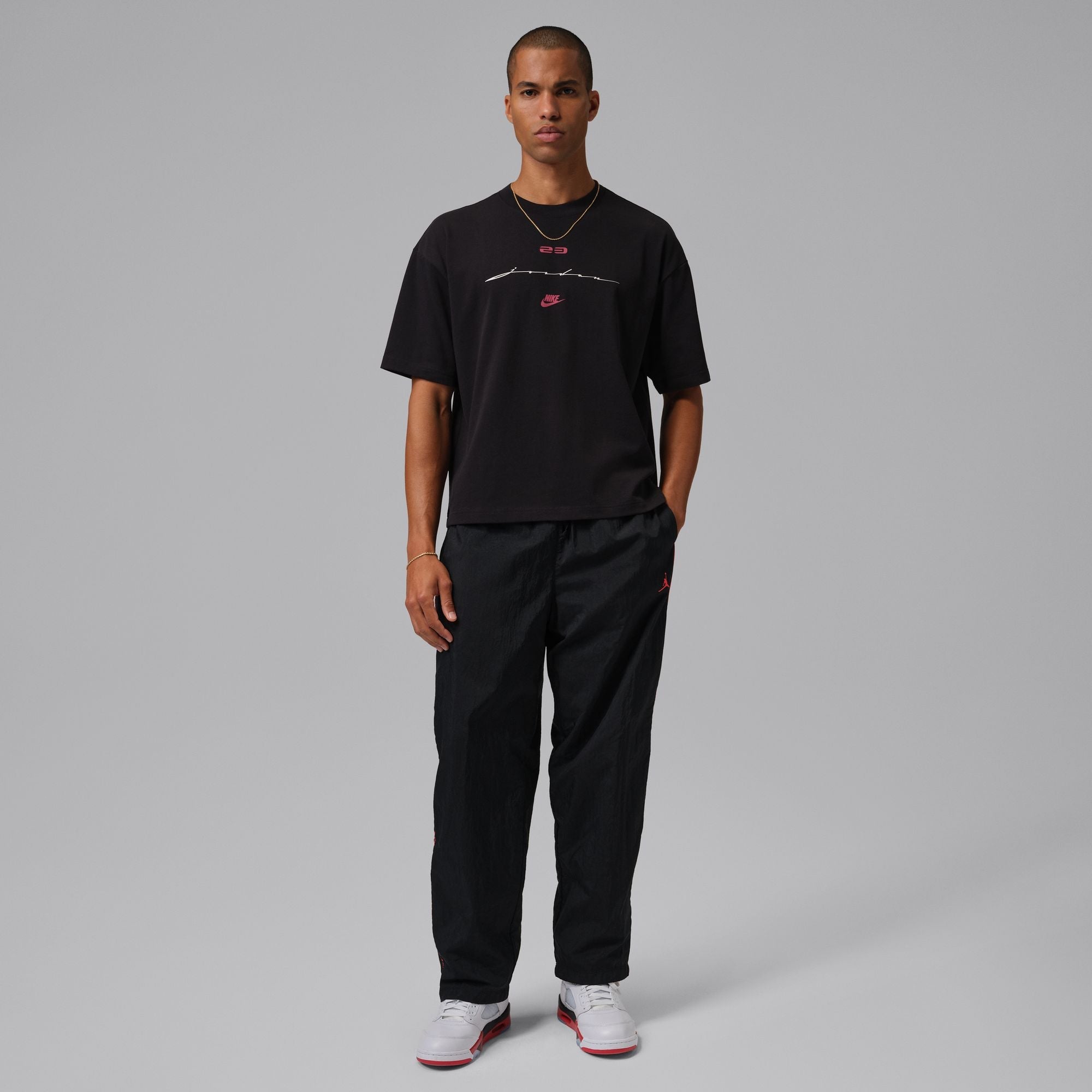 Men's Jordan Flight Script T-Shirt - Black/Gym Red