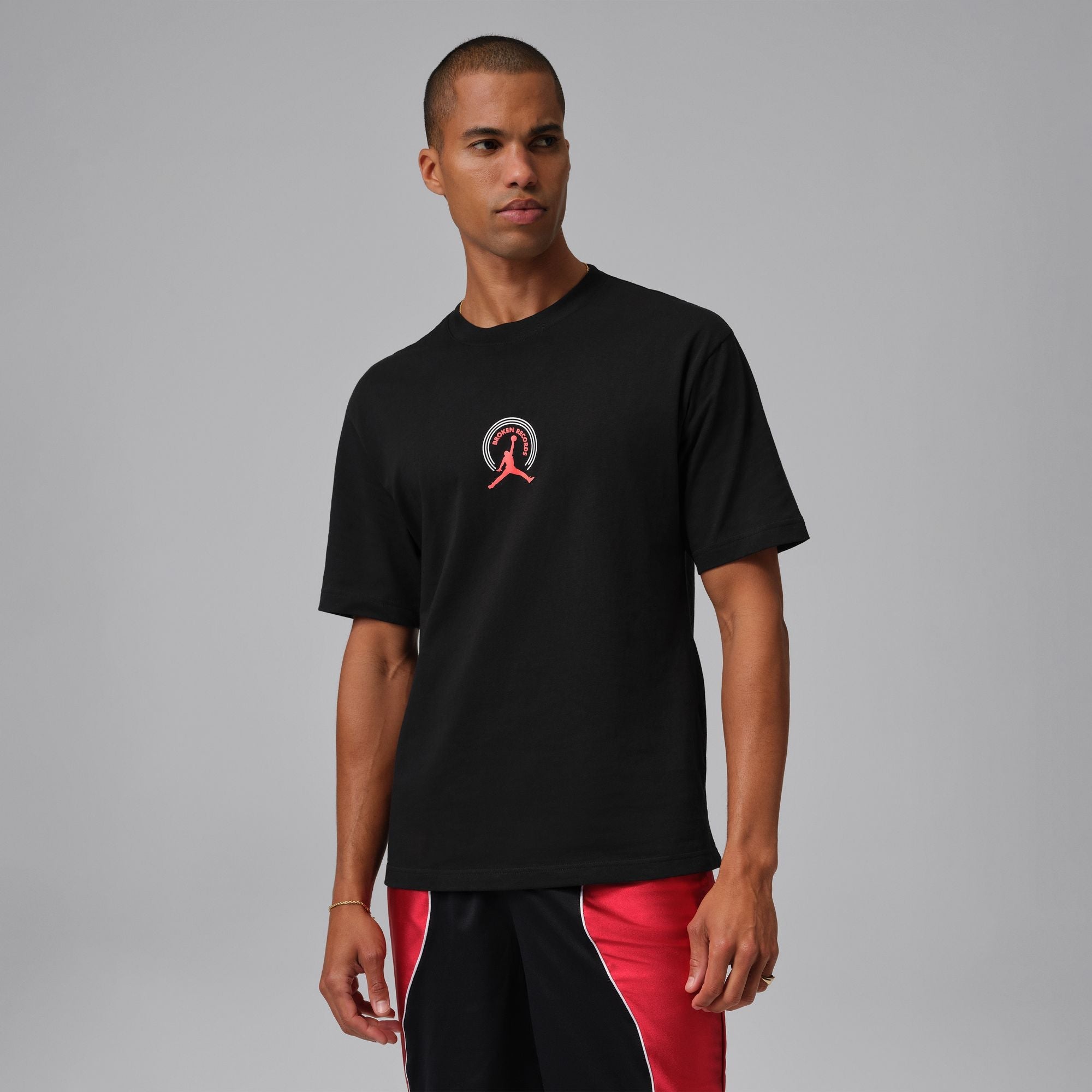 Men's Jordan Broken Records Graphic T-Shirt - Black/Infrared 23