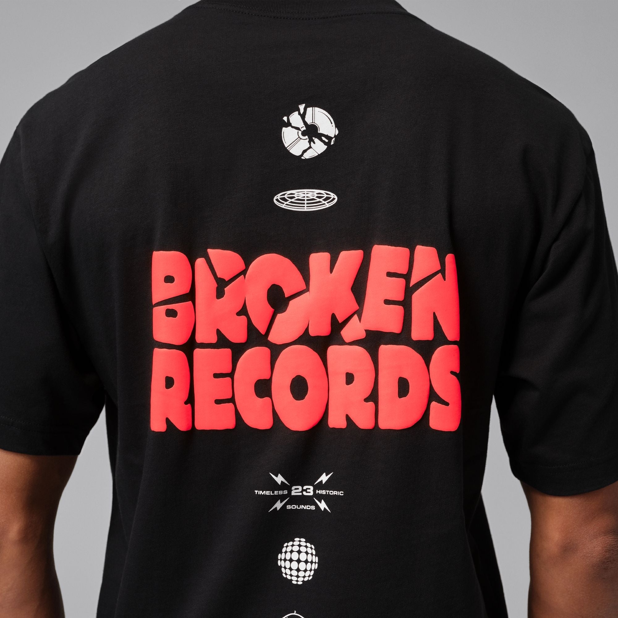 Men's Jordan Broken Records Graphic T-Shirt - Black/Infrared 23