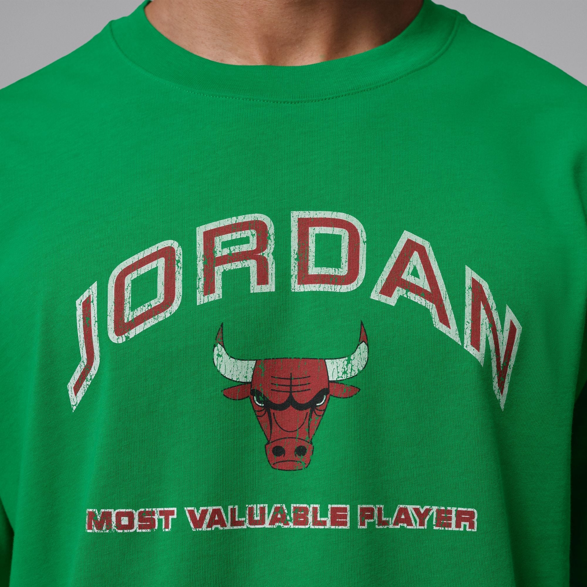 Men's Nike Jordan Flight Essentials Boxy Graphic T-Shirt - Lucky Green/University Red