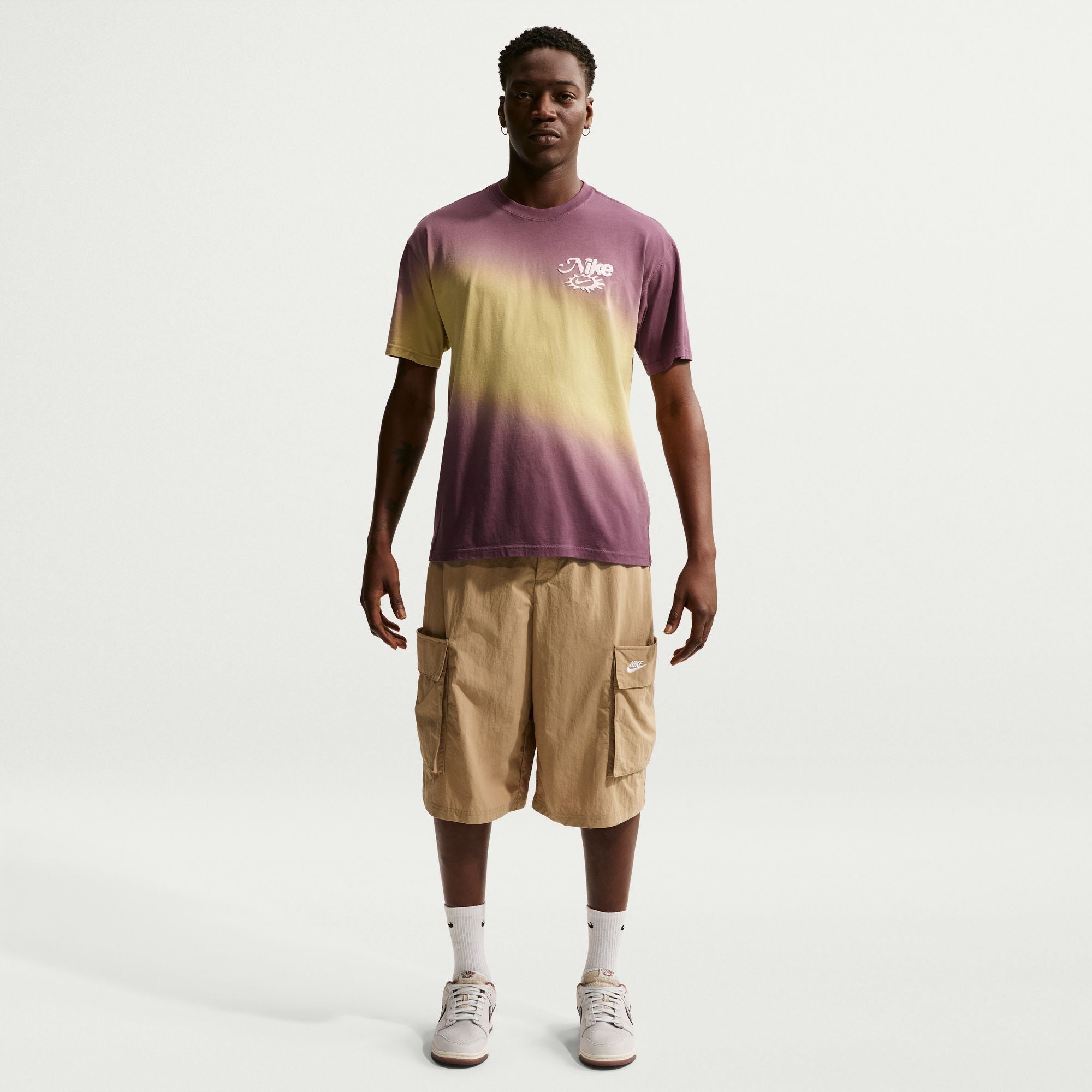 Men's Nike Sportswear Lifestyle Dunk Dip Dye T-Shirt - Buff Gold/Tattoo