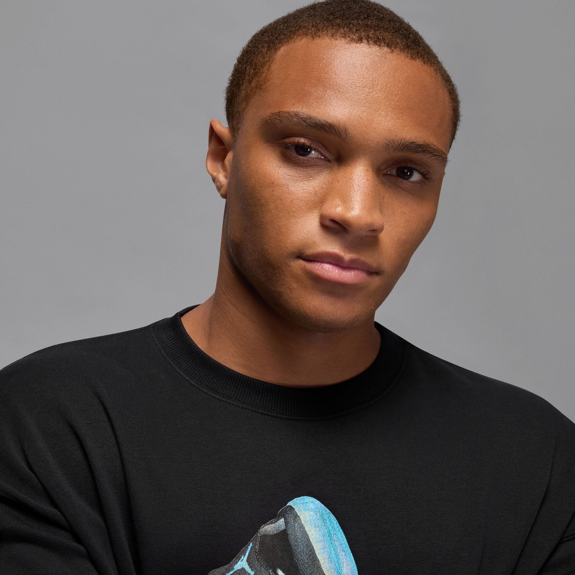 Men's Jordan Brooklyn Fleece Crewneck Sweatshirt - Black/Gamma Blue