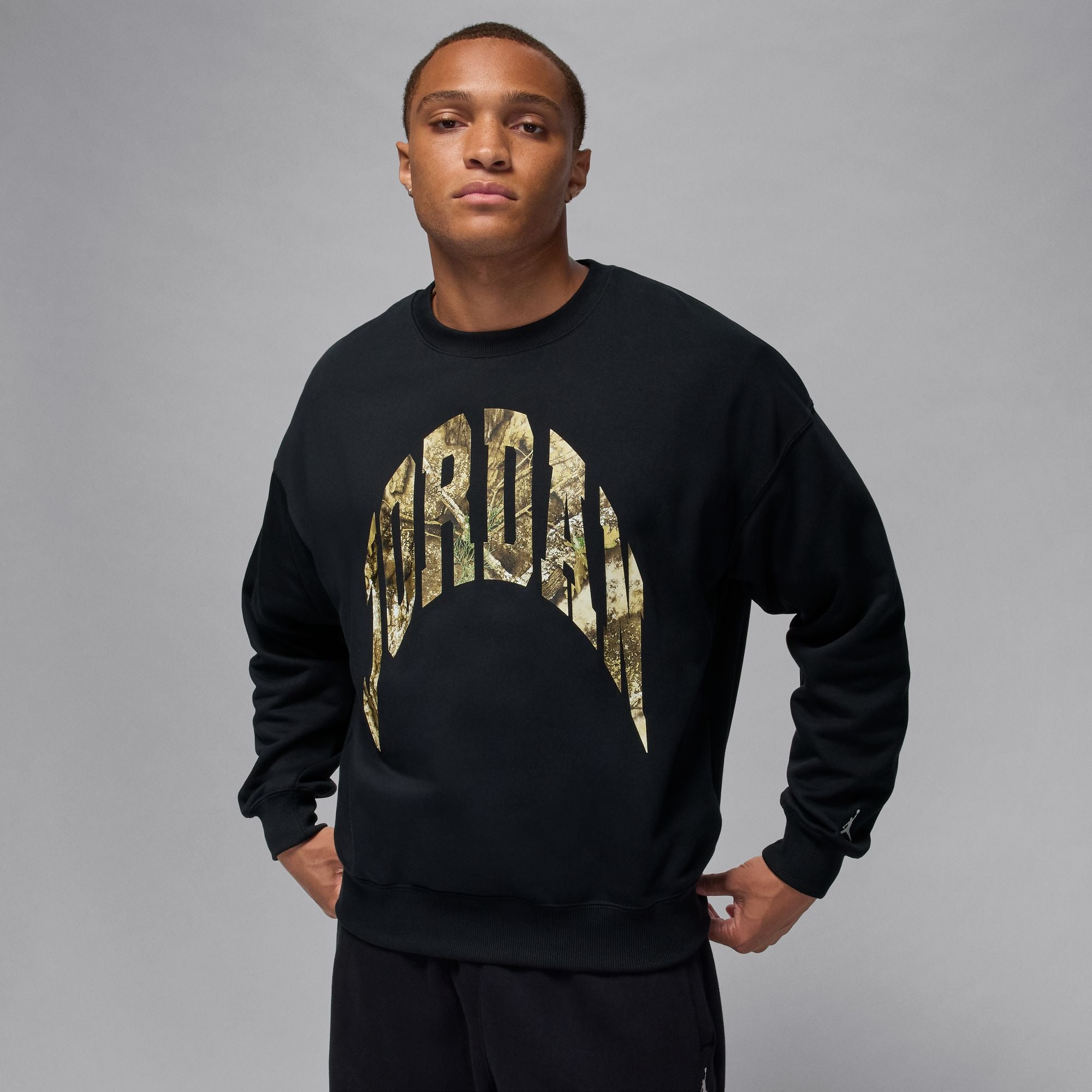 Men's Jordan Brooklyn French Terry Realtree Crew-Neck Sweatshirt - Black/Sail