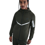 Men's Nike Tech Full-Zip Fleece Windrunner Jacket with Reflective Design Accents - Sequoia/Black