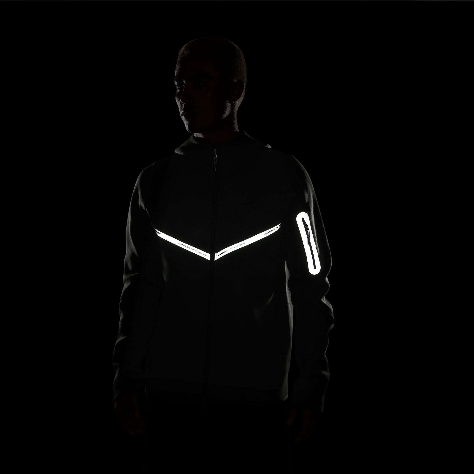 Men's Nike Tech Full-Zip Fleece Windrunner Jacket with Reflective Design Accents - Sequoia/Black