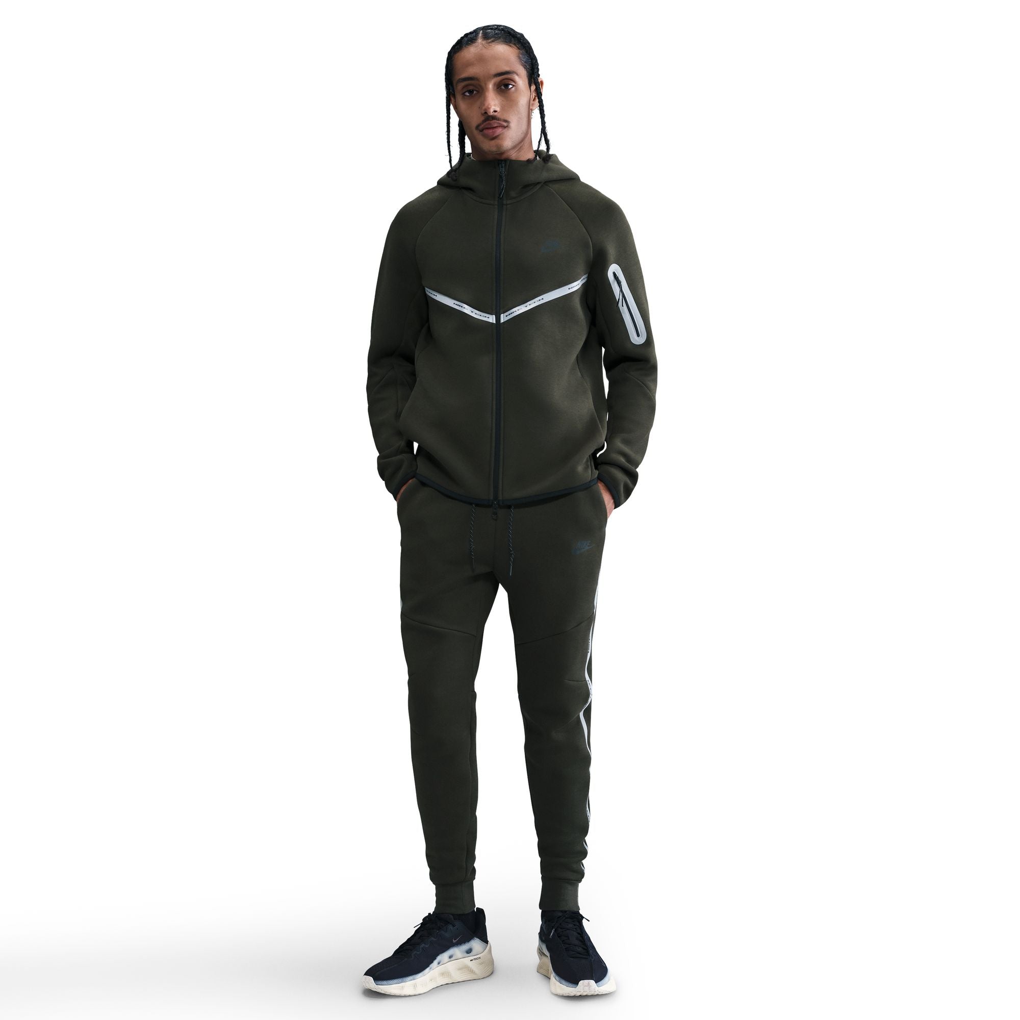 Men's Nike Tech Fleece Joggers with Reflective Accents - Sequoia/Black