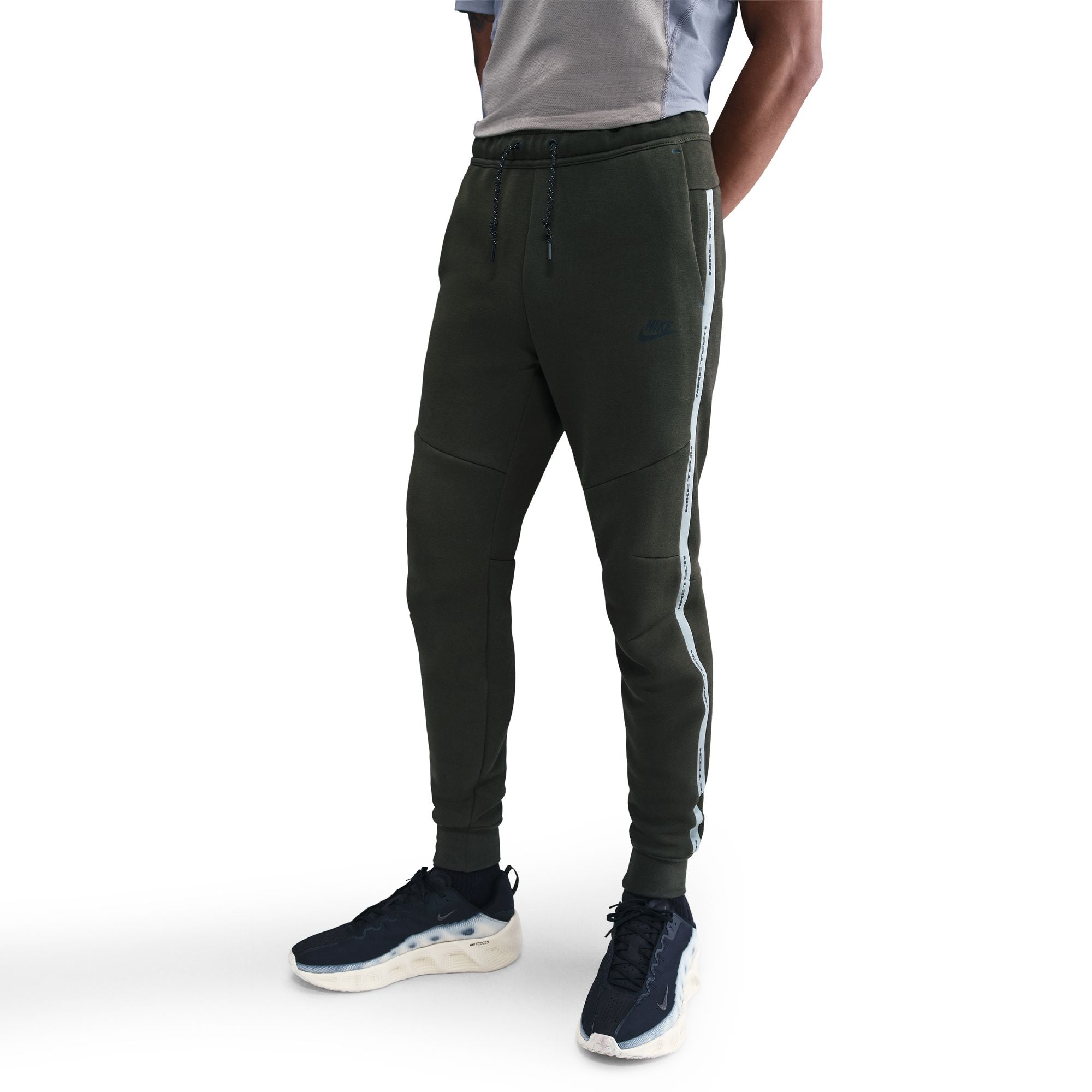 Men's Nike Tech Fleece Joggers with Reflective Accents - Sequoia/Black