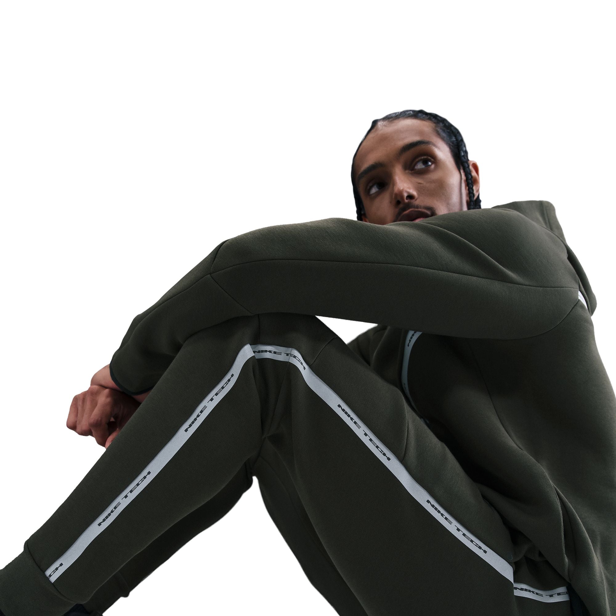 Men's Nike Tech Fleece Joggers with Reflective Accents - Sequoia/Black