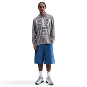 Men's Nike Dri-FIT Combine Performance Long-Sleeve Jersey T-Shirt - College Grey/Flat Pewter/University Red