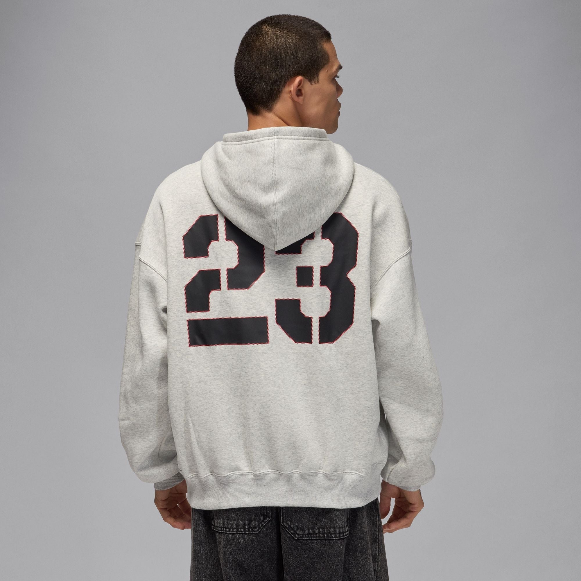 Mens Jordan Brooklyn Oversized Pullover Fleece Hoodie - Grey
