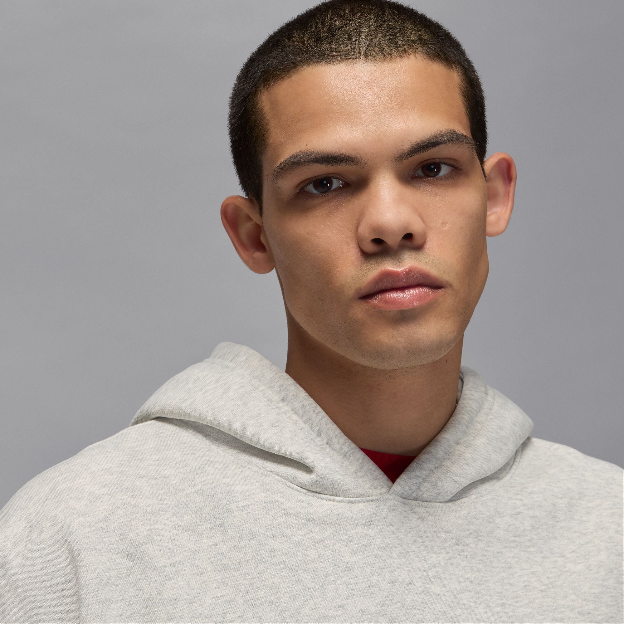 Mens Jordan Brooklyn Oversized Pullover Fleece Hoodie - Grey