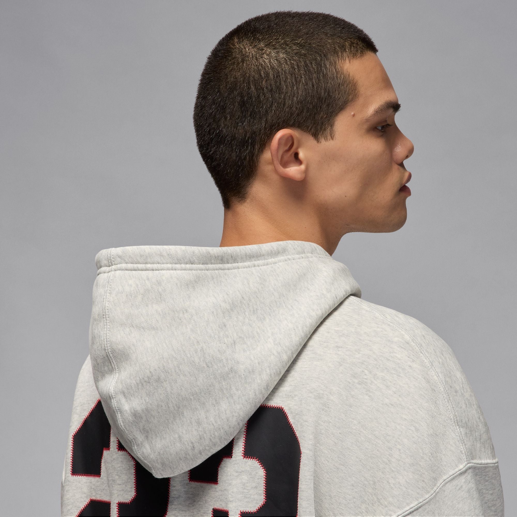 Mens Jordan Brooklyn Oversized Pullover Fleece Hoodie - Grey