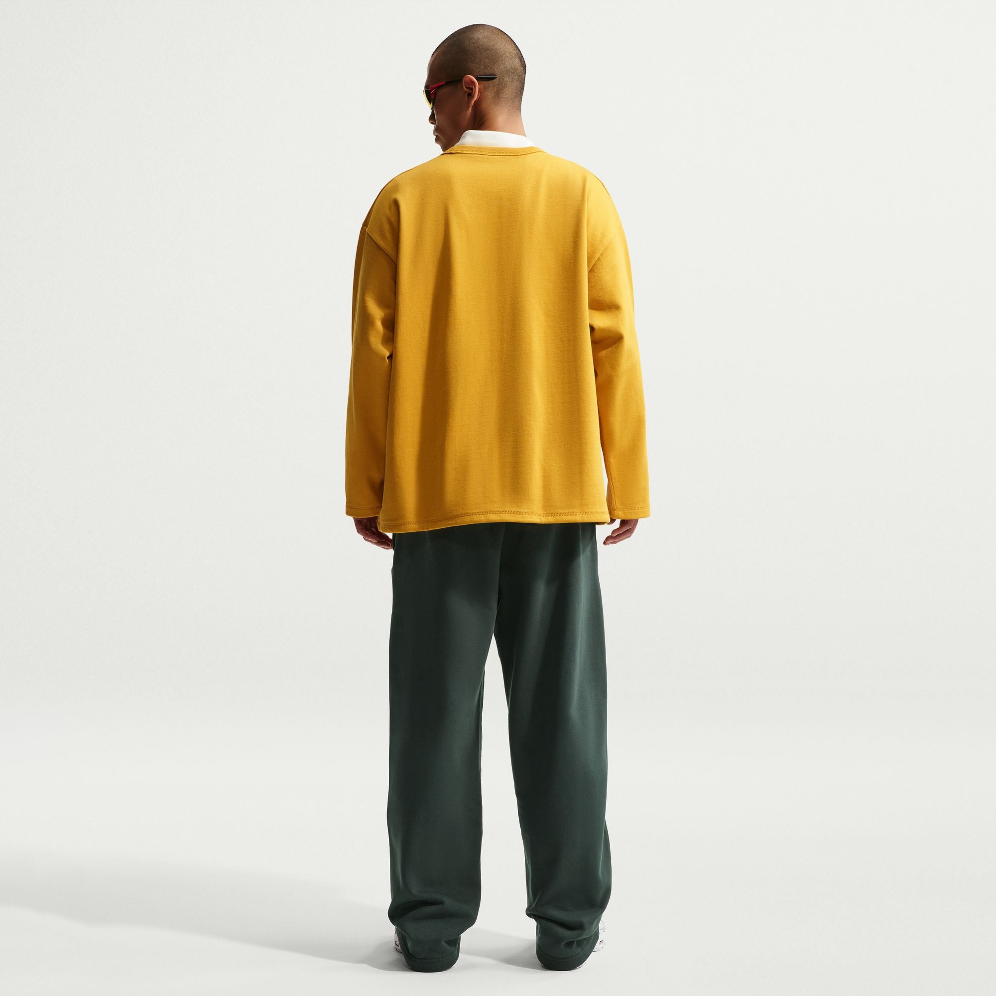 Men's Nike Solo Swoosh Fleece Open-Hem Pants - Black Spruce/White