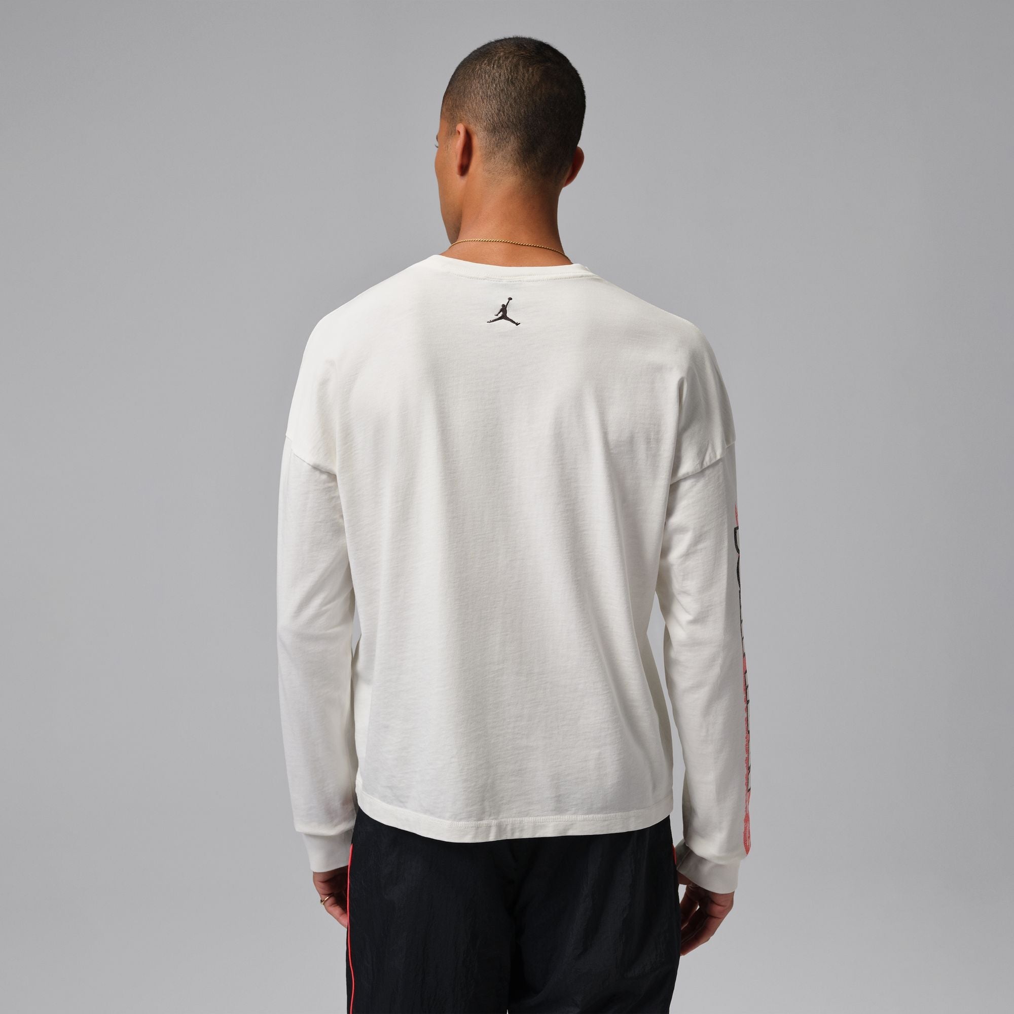 Men's Jordan Black Cat Oversized Long Sleeve T-Shirt - Ivory