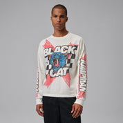 Men's Jordan Black Cat Oversized Long Sleeve T-Shirt - Ivory
