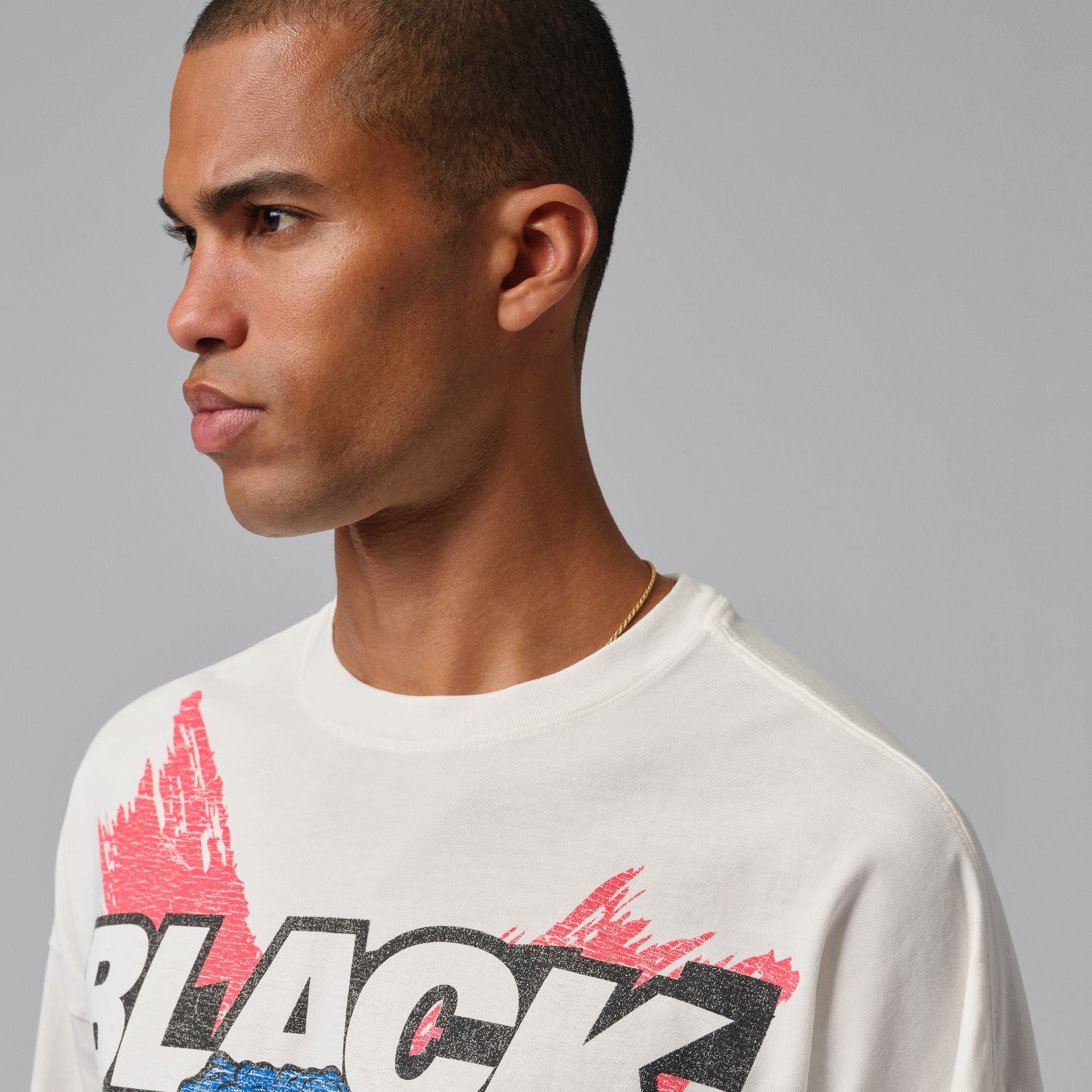 Men's Jordan Black Cat Oversized Long Sleeve T-Shirt - Ivory