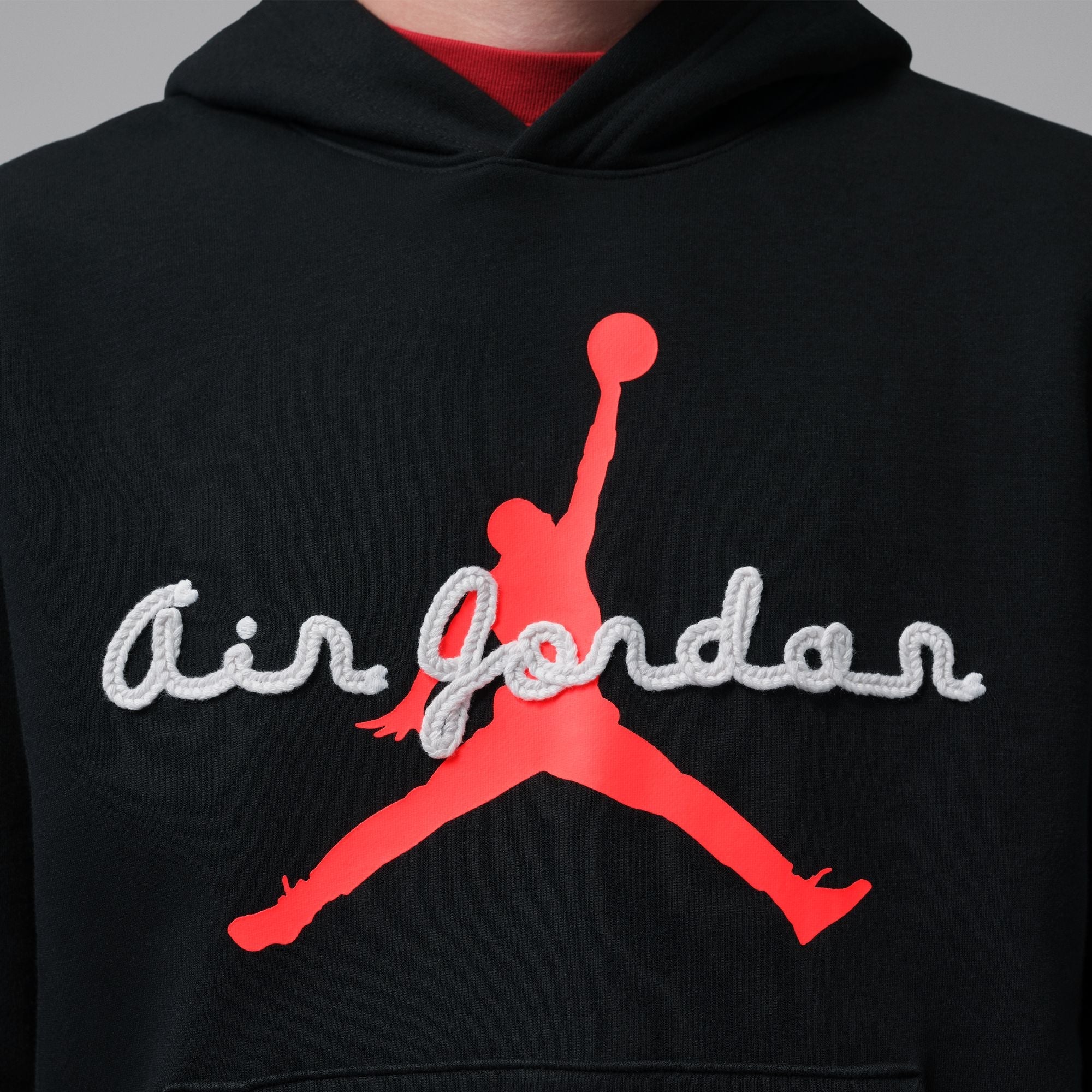 Men's Jordan Brooklyn Fleece Pullover Hoodie - Black/Infrared 23